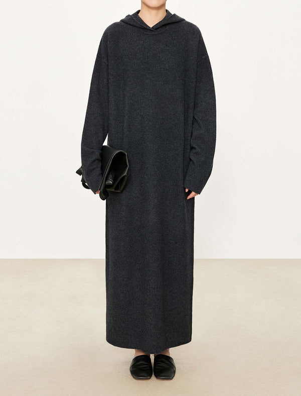 Oversized 100%Wool Hooded Midi Dress