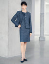 Sleeveless Tweed Midi Sheath Dress