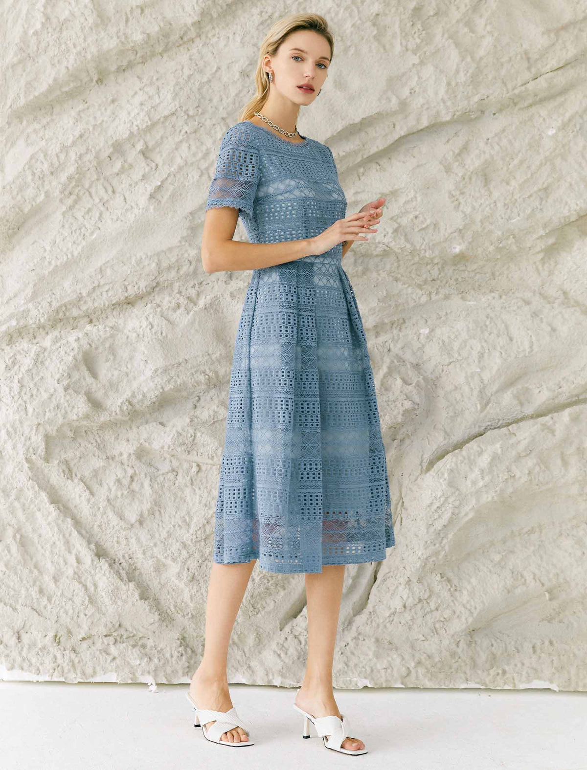 Salerno Soft Lace A-Line Midi Dress