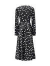 Black Polka Dot Long Sleeve Midi Dress