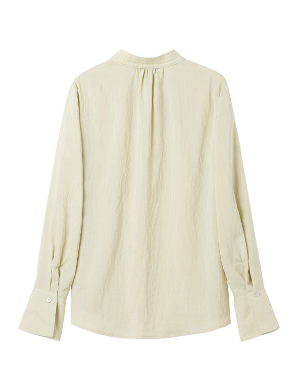 Linen Blend Tie-Neck Blouse