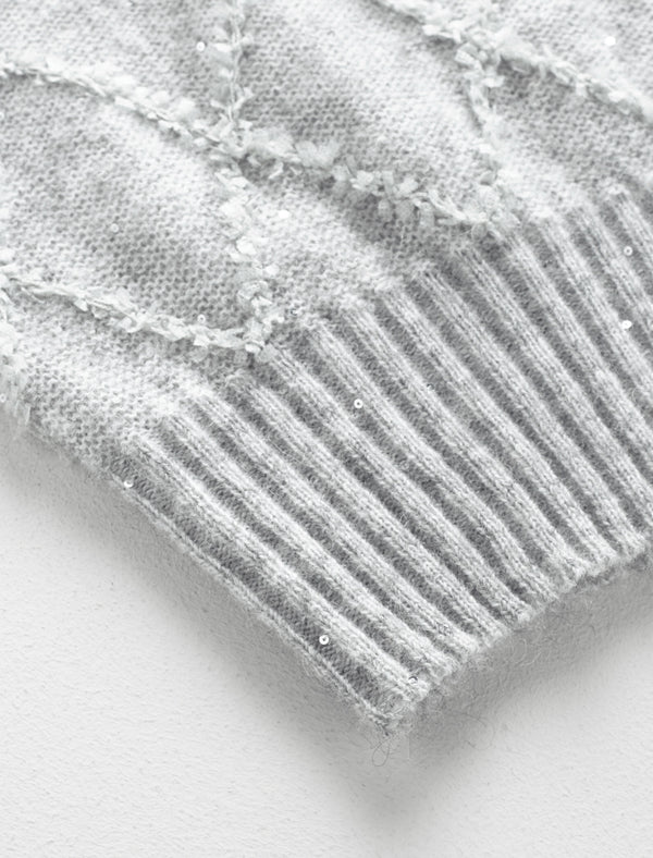 Mohair Sequins Diamond Knit Sweater
