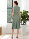 Sage Green Sleeveless Wrap Midi Dress