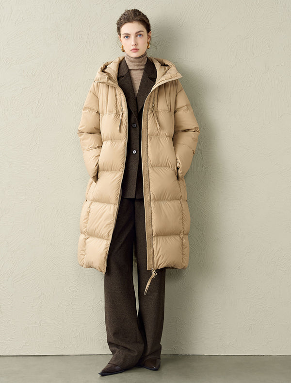 Long Hooded Down Coat
