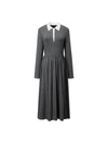 Contrast Collar Polo Knit Midi Dress