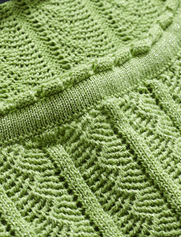 Ribbed Pattern Long Sleeve Knit Top