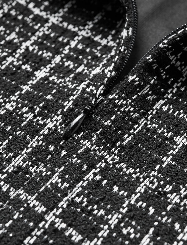 Tweed Plaid Bow Detail Dress