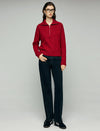 Wool Blend Cable-Knit Collared Half-Zip Sweater