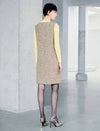 Sequin Textured Beaded Neck Sleeveless Shift Dress
