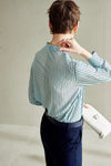 Mixed Pattern Button Down Blouse