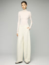 Wool Blend High-Waist Crease-Front Wide-Leg Pants
