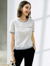 Contrast Trim Textured Knit Top