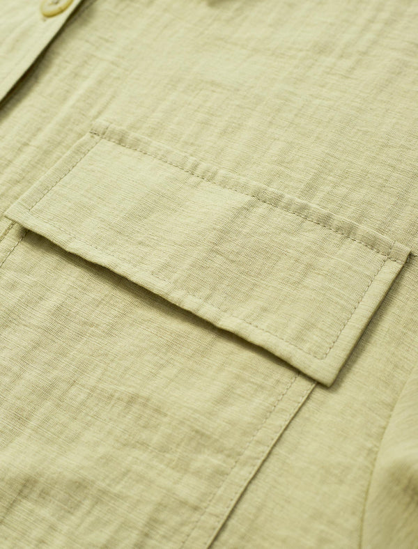 Yellow Loose Long-Sleeve Utility Shirt