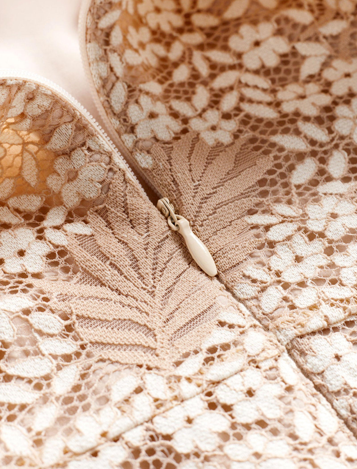 Apricot Lace V-Neck Midi Dress