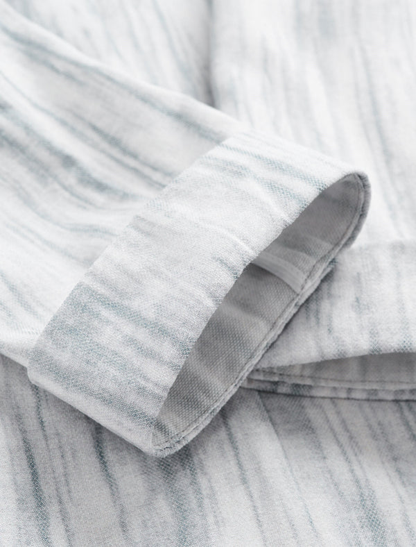 Linen Blend Three-Quarter Sleeve Striped Lapel Blazer