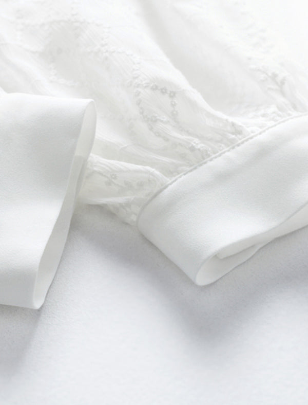 Lace Round Neck Button Front Blouse