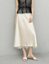 Solid Color Lace Hem Midi Skirt