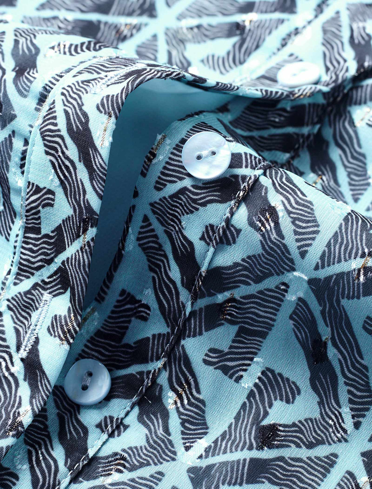 Geometric Print Bow Tie Blouse