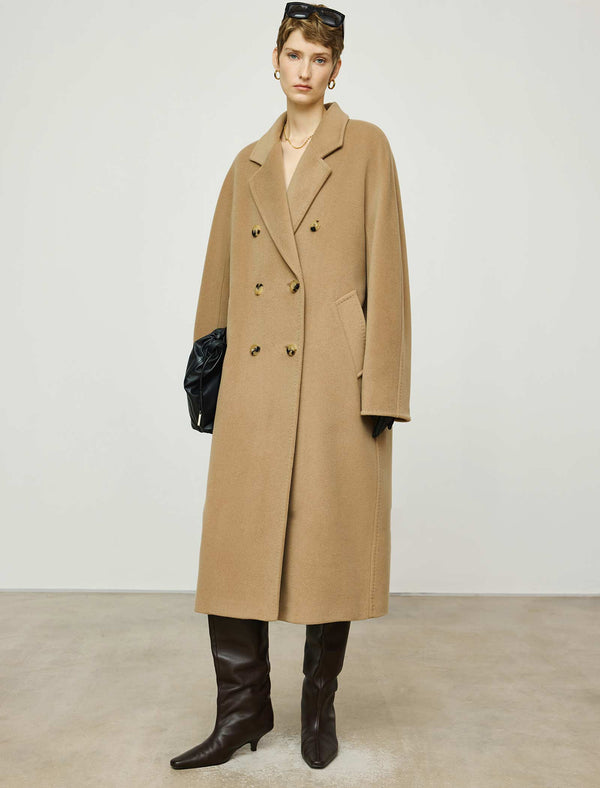Wool-Cashmere Blend Double-Breasted Maxi Coat