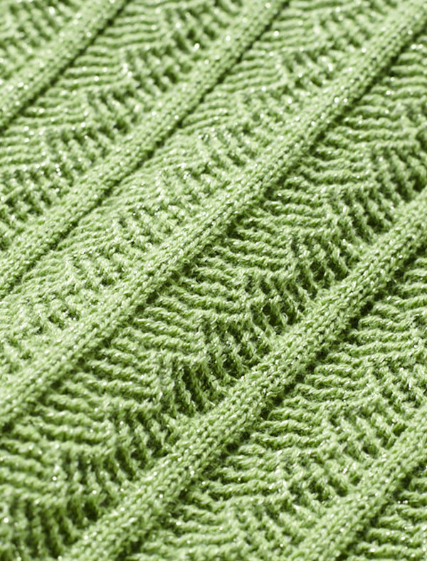 Ribbed Pattern Long Sleeve Knit Top