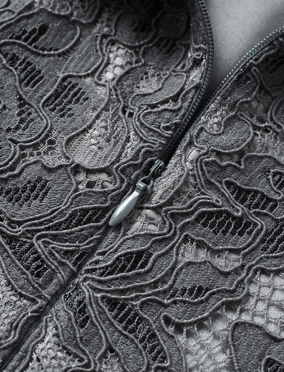 Lace Beaded Neckline Midi Dress