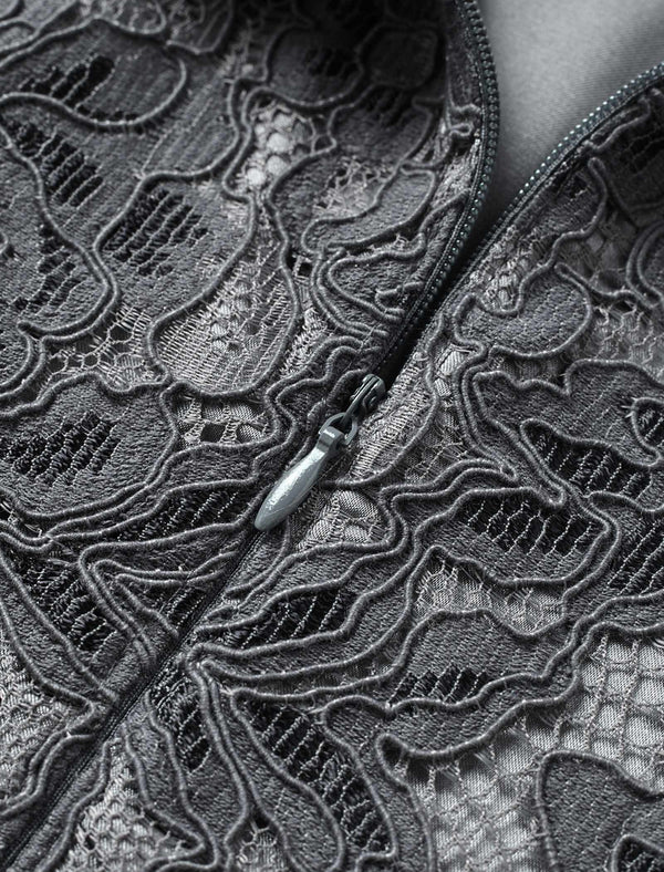 Lace Beaded Neckline Midi Dress