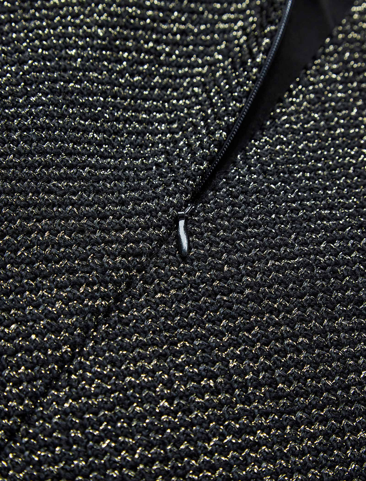 Black Tweed Wool-Blend Ruffle Hem Sleeveless Shift Dress