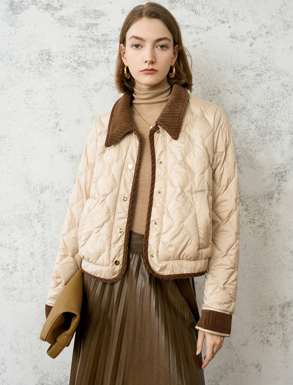Quilted Contrast Collar And Cuffs Down Jacket