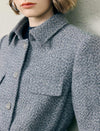 Wool Blend Textured Collared Belted Utility Jacket