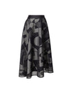 Reversible Geometric Print Mesh Detail Midi Skirt