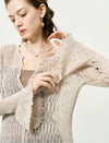 Sheer Knit Flared Sleeve Cardigan