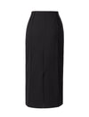 Black Front Slit Tailored Midi Pencil Skirt