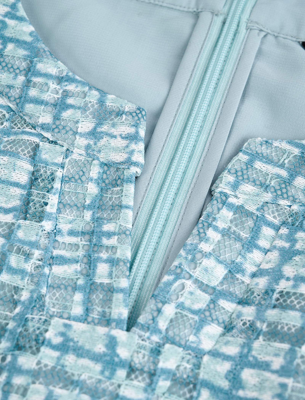 Openwork Print Cap Sleeve Midi Dress