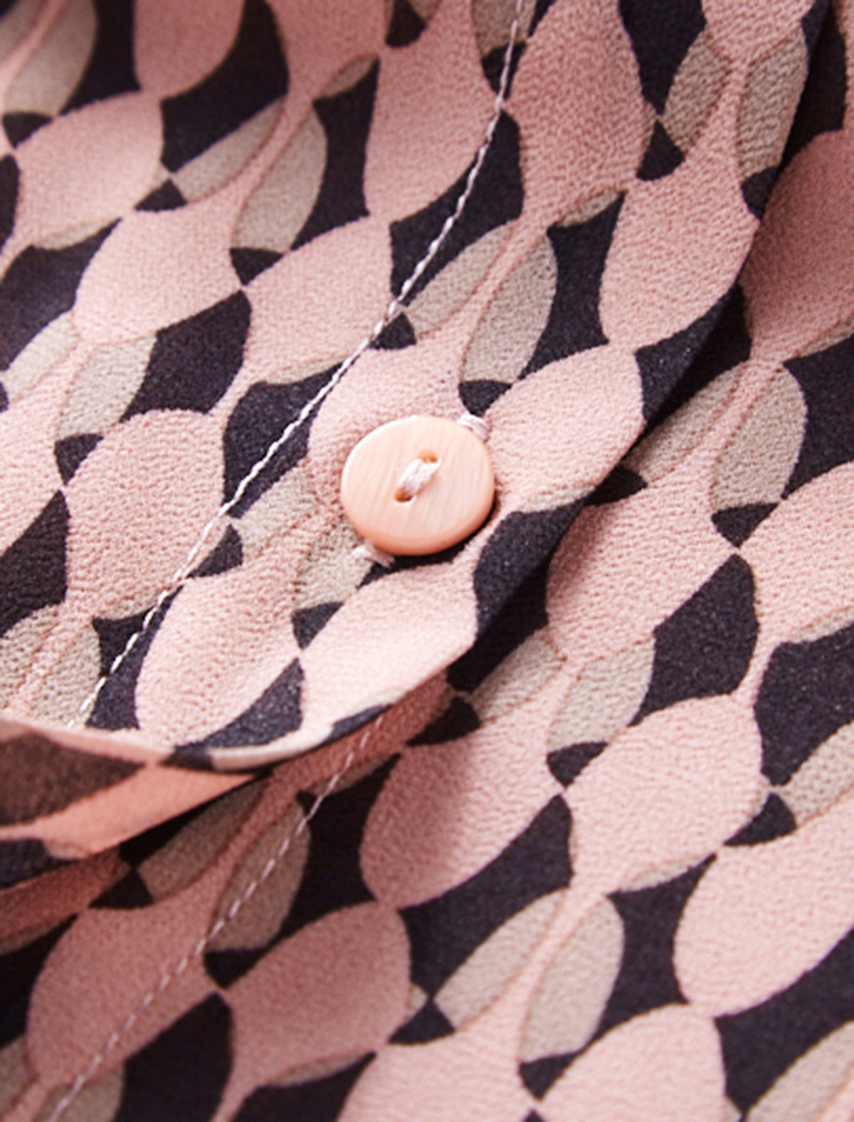 Geometric Print Tie Neck Blouse