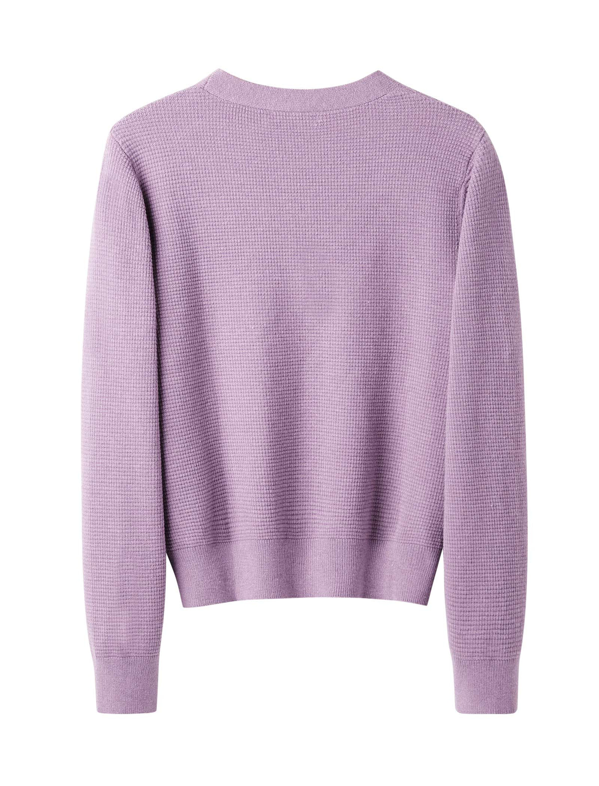 Purple Minimalist V-Neck Long-Sleeve Knit Cardigan