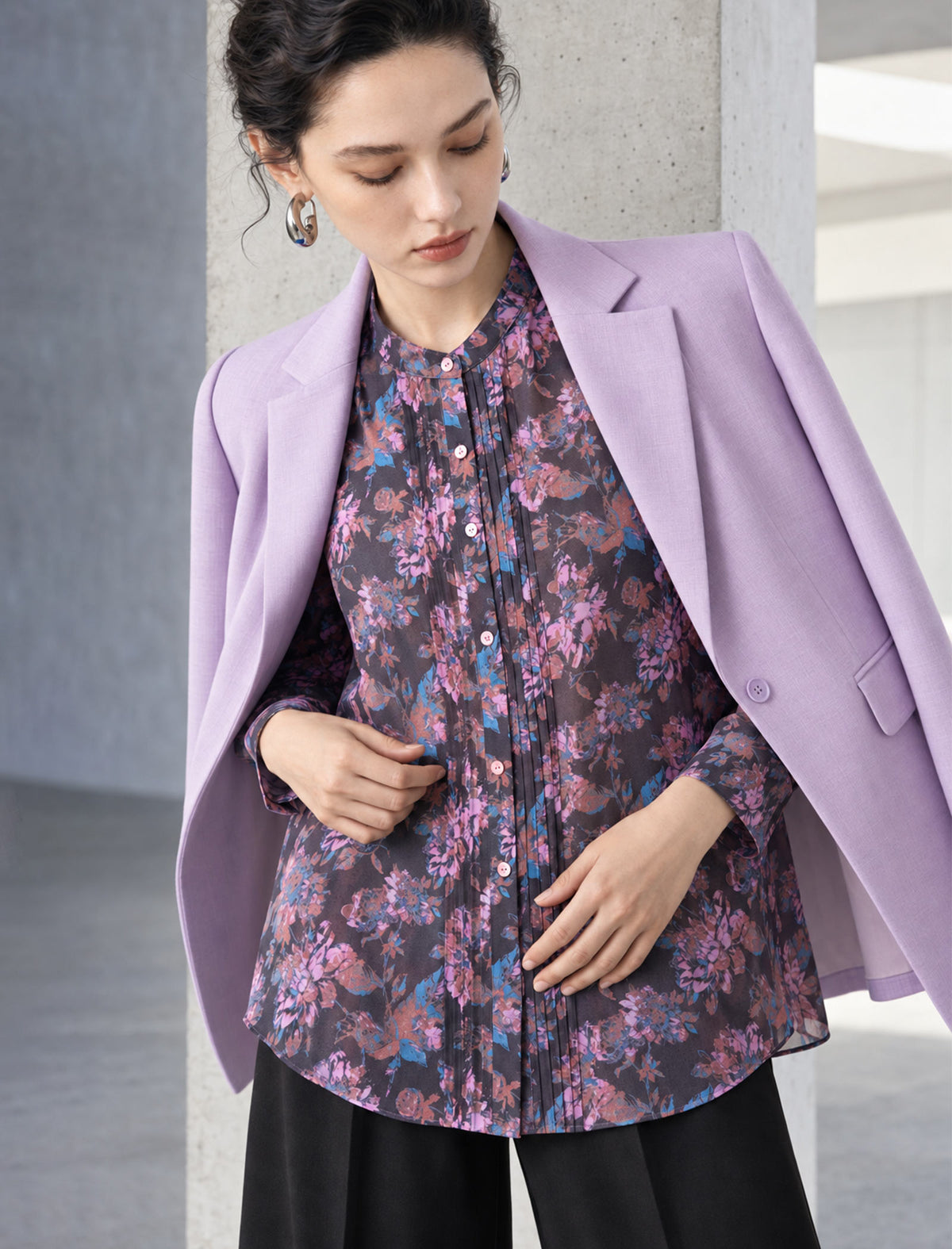 Soft Lavender Single-Breasted Blazer