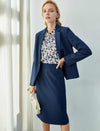 Navy Blue Pencil Midi Skirt