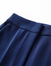 Navy Wide-Leg Suit Pants