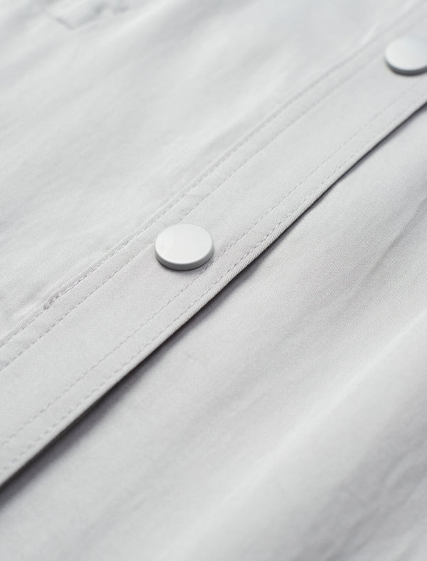 Gray Tencel Waist-Defining Mid-Length Shirt Cardigan