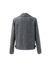 Wool Blend Zip-Front Cropped Jacket