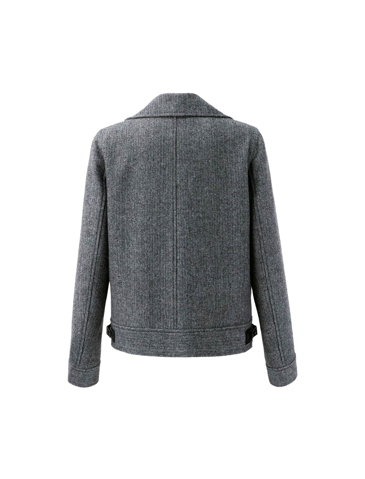 Wool Blend Zip-Front Cropped Jacket