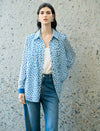 Light Blue Polka Dot Belted Shirt