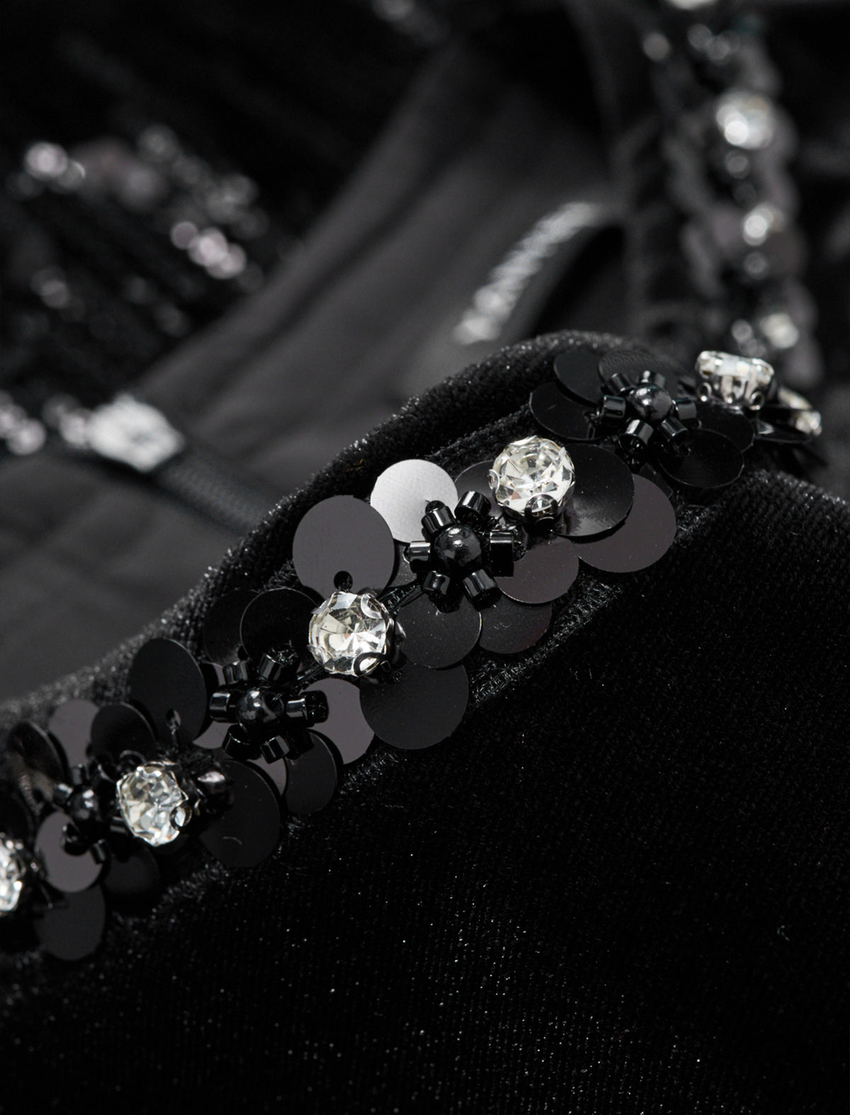 Black Velvet Sequin Midi Dress