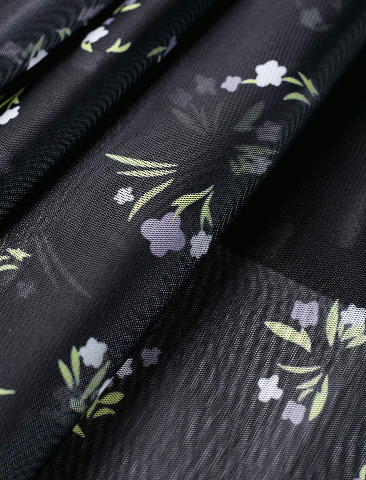 Black Mesh Floral Midi Skirt