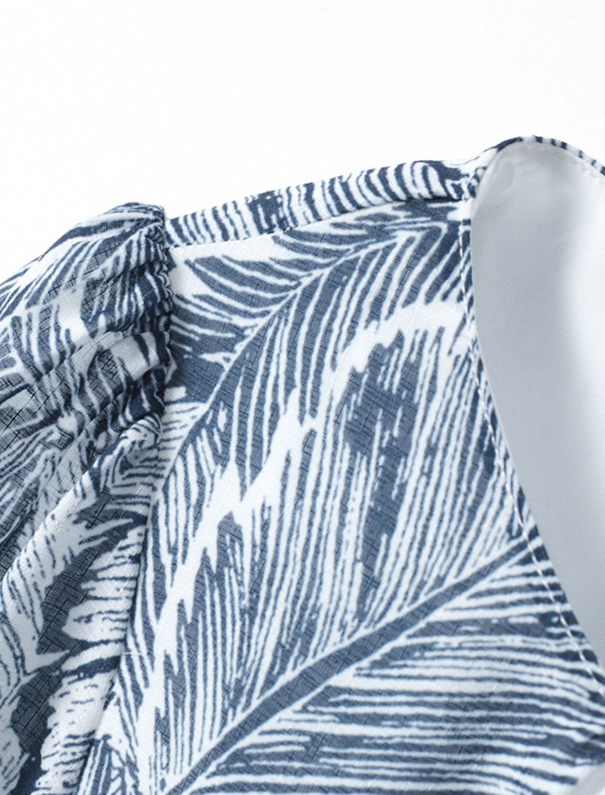 Leaf Print Puff Sleeve Midi Dress