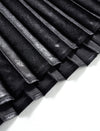 Black Metallic Pleated Midi Skirt