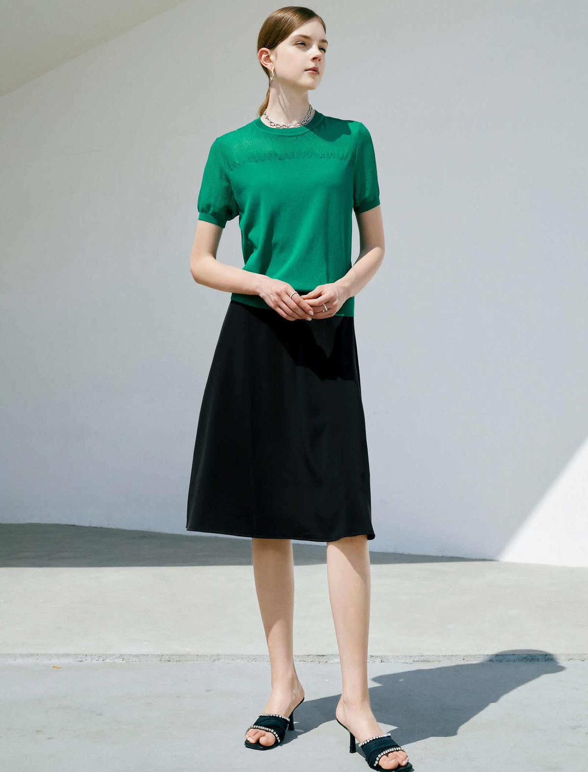 Solid A-Line Skirt