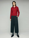 Wool Blend Cable-Knit Collared Half-Zip Sweater