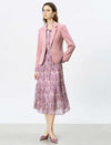 Mauve Pink Watercolor Print Midi Dress