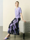 Abstract Brushstroke Print Fishtail Midi Skirt